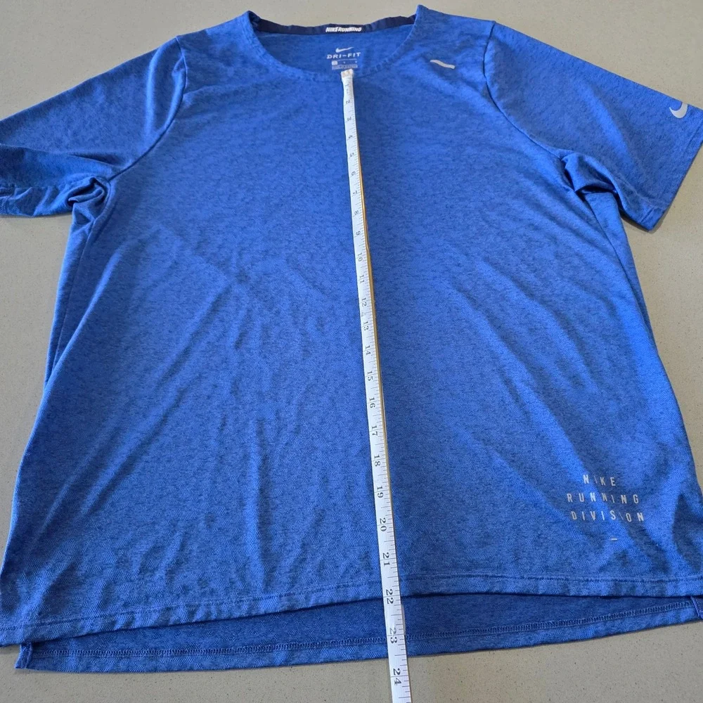 Nike Running Division‎ Dri-FIT Blue Heathered Short Sleeve T-Shirt Mens Large